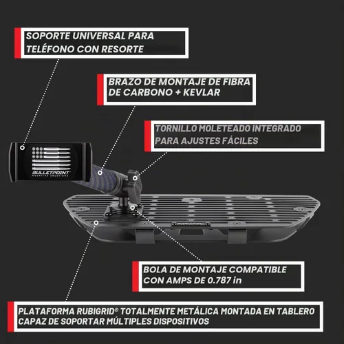 Vista 3 de Bulletpoint RubiGrid - Soporte de teléfono de metal para tablero compatible con Nissan Frontier 2022-2024