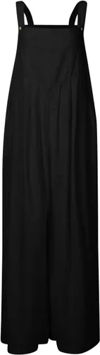 Vista 9 de HUANKD Enterizo para mujer, de verano, casual, color sólido, suelto, retro, de lino, de algodón, para vacaciones
