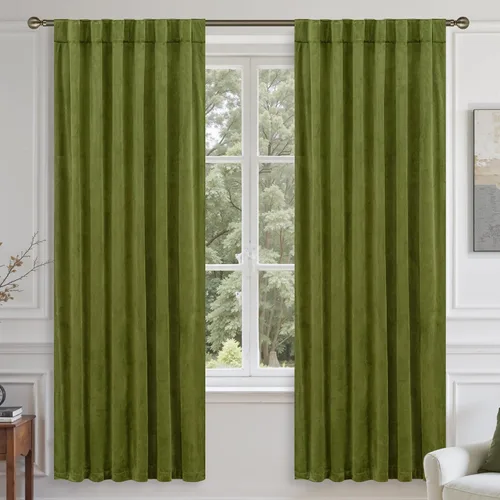 Vista 39 de LAMIT - Paneles de terciopelo beige para sala de estar de 72 pulgadas de largo, elegantes cortinas aisladas térmicamente e insonorizadas