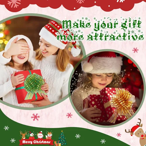Vista 6 de Poen 24 Piezas Lazos de Organza con Cordón de Navidad de 6 Pulgadas Lazos Grandes de Cinta para Envolver Regalos Manualidades para Envolver Regalos