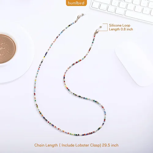 Vista 3 de humlbird Cadena de gafas de sol con cuentas de cristal curativo con perlas para mujer