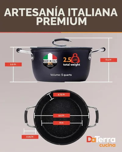 Vista 6 de DaTerra Cucina Olla de cerámica antiadherente para horno holandés con tapa