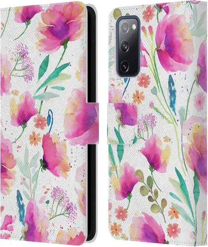 Vista 275 de Head Case Designs Officially Licensed Ninola Abstract Poppies Lilac Floral Leather Wallet Case Compatible with Samsung Galaxy A07 4G