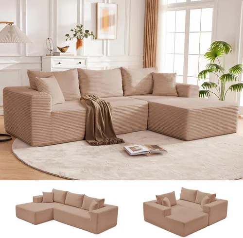 Vista 36 de Mangodan - Sofá seccional en forma de nube, sofá sin huesos para sala de estar, sofá seccional modular con asiento profundo, cómodo sofá de felpa