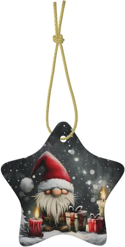 Vista 6 de Adornos colgantes de cerámica para árbol de Navidad, decoración colgante en forma de estrella para suministros de fiesta en interiores y exteriores