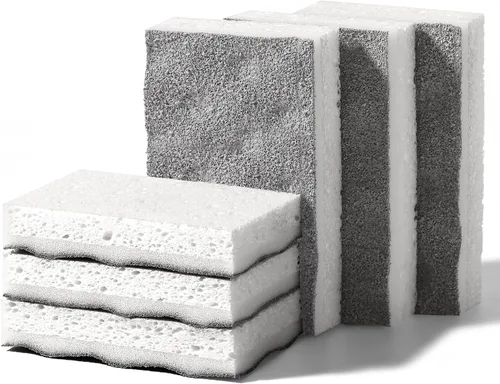 Vista 17 de JOYMOOP Esponja de cocina de dibujos animados, esponjas de celulosa para limpieza, esponjas antiarañazos para lavar platos, esponja reutilizable