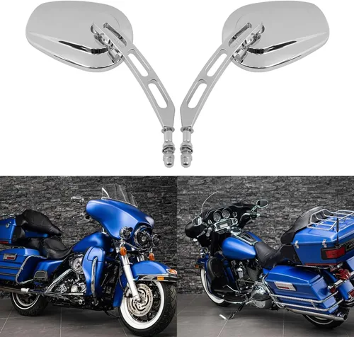 Vista 9 de Espejo retrovisor lateral de 8 mm en negro para motocicleta con estilo hueco Compatible con Harley Street Glide, Road King, Dyn, Softail, Bobber