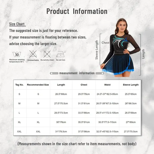 Vista 6 de FEESHOW Vestidos líricos de patinaje artístico para mujer, leotardos de baile de diamantes de imitación, uniformes de baile de ballet mayorette