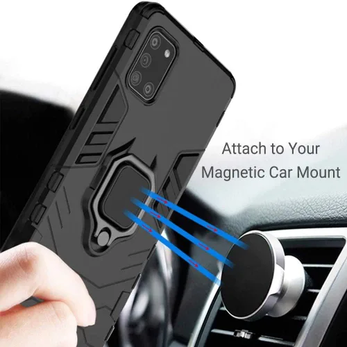 Vista 5 de Funda para Samsung Galaxy A21S 2020, 2 en 1 híbrida resistente armadura a prueba de golpes Defender Kickstand de doble capa parachoques carcasa