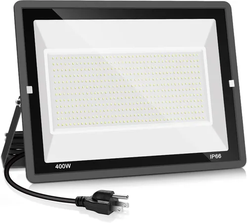 Vista 9 de YANYCN Pack de 3 luces LED de 100 W para exterior, luces de seguridad superbrillantes de 11600 lm con enchufe, luces de inundación IP66 impermeables