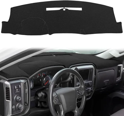 Vista 22 de Cubierta de tablero compatible con Chevy Chevrolet Silverado 1500 LT/WT 2500HD 3500HD 2007-2013, alfombra de tablero de GMC Sierra 2007-2013