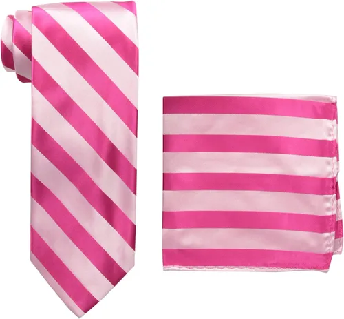Vista 9 de Stacy Adams Conjunto de corbata de rayas formales de tejido sólido para hombre