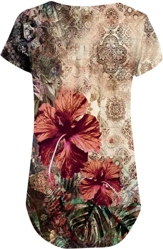 Vista 7 de Womens Summer Tops 2024 Dressy Short Sleeve Button V Neck T Shirts Business Casual Beach Outfits Clothes Loose Soft Cute Tees