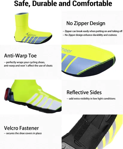Vista 4 de Sportneer Fundas para zapatos cilíndricos, calentadores térmicos de invierno, cubierta de botas, neopreno impermeable y resistente al viento