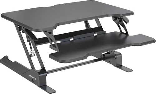 Vista 8 de Mount-It! Convertidor de escritorio de pie ajustable en altura, elevador compacto de escritorio de mesa de 30 pulgadas de ancho con resorte de gas