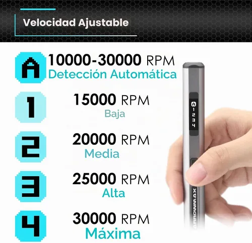 Vista 3 de AM ARROWMAX Lápiz de grabado inteligente, motor HollowCup, 42 bits con estuche de aluminio, OLED, carga magnética, mini herramienta de grabado
