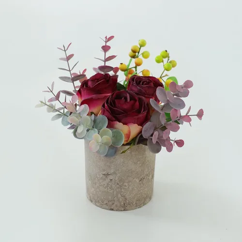 Vista 11 de Small Artificial Blue Rose Potted Plant, 2 Pcs Mini Faux Decor 2 piezas azules