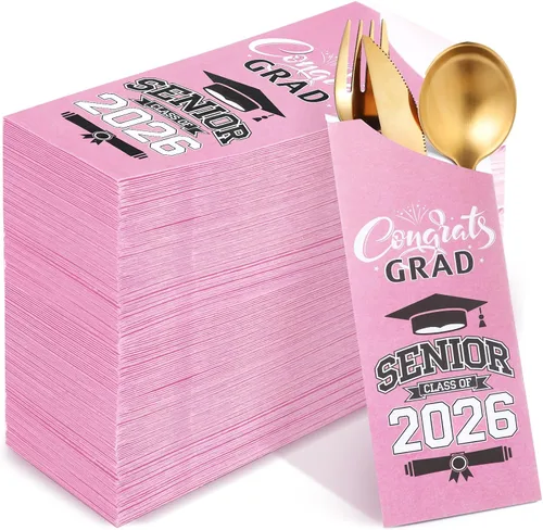 Vista 14 de Ireer 100 bolsas de papel para cubiertos de papel, fundas para utensilios de cocina para fiesta de graduación, decoración de mesa de centro de mesa