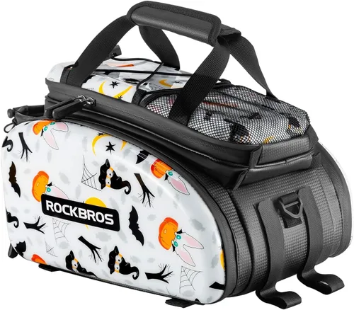 Vista 8 de ROCKBROS - Bolsa de maletero para bicicleta, impermeable, de cuero de carbono, para el asiento trasero, alforja, bolso de mano
