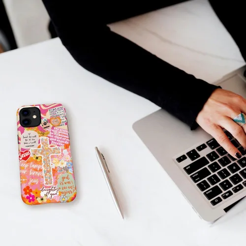Vista 6 de DAIZAG Funda compatible con iPhone 11, funda duradera de protección contra golpes para niñas y mujeres, cruz bíblica, collage de flores
