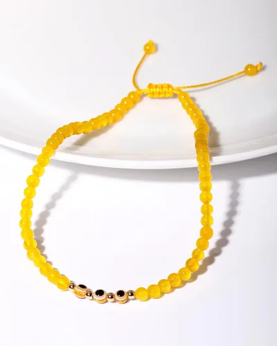 Vista 3 de Pulseras de tobillo de mal de ojo para mujer, tobilleras de cuentas para playa, accesorios de piedras preciosas curativas de cristal ajustable