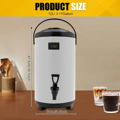 Vista 5 de Dispensador de bebidas aislado, dispensador térmico de bebidas frías y calientes de 12 litros/3.17 galones, dispensador de bebidas calientes aislado