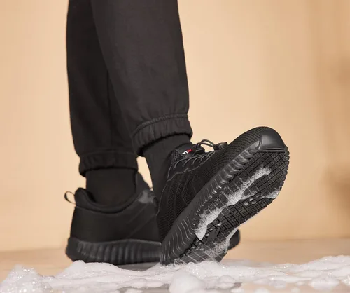 Vista 4 de Zapatos de trabajo antideslizantes para hombre, resistentes al agua, sin cordones, ligeros y duraderos, perfectos para servicio de alimentos, cocina