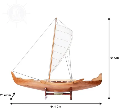 Vista 13 de Old Modern Handicrafts Modelo hawaiano de canoa Outrigger – Modelo de barco coleccionable – 25.3 pulgadas de largo x 10.0 pulgadas de ancho x 24.0