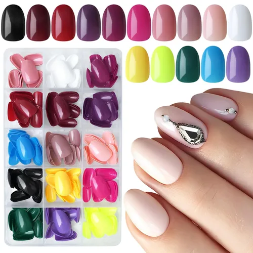 Vista 9 de 360 uñas cuadradas redondas a presión, uñas postizas cortas, uñas acrílicas cortas a presión, pegamento cuadrado en uñas, uñas postizas ovaladas, 15