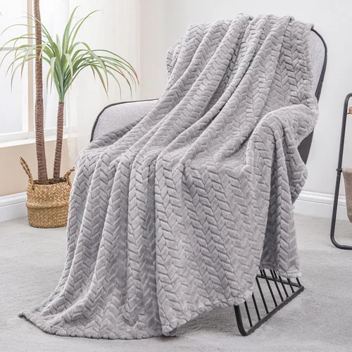 Vista 17 de Exclusivo Mezcla Manta de forro polar gris claro tamaño Queen para cama, 90 x 90 pulgadas, suave y acogedora manta decorativa 3D de franela