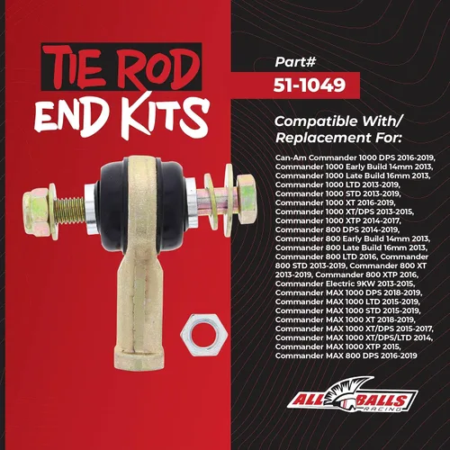 Vista 2 de All Balls Racing Kit de extremo de barra de acoplamiento compatible con/repuesto para - Outer Only Can-Am Commander 1000 Dps 16-17, 51-1049