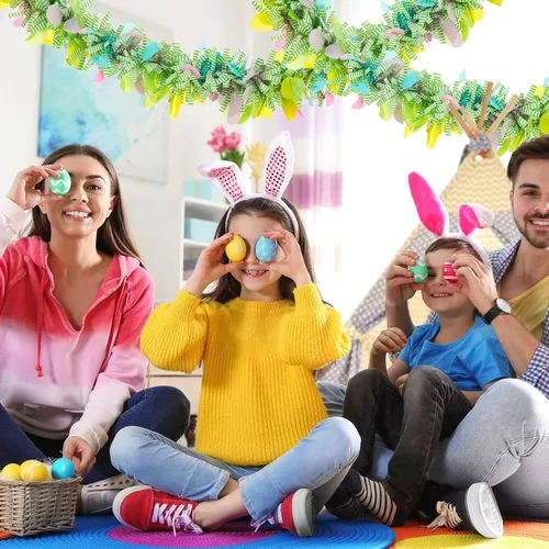 Vista 5 de 6 guirnaldas metálicas de Pascua con purpurina de 6.5 pies, guirnaldas gruesas de colores mezclados, guirnaldas metálicas de oropel brillante