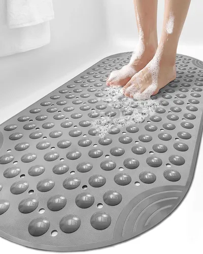 Vista 12 de DEXI Alfombrilla de Tina Antideslizante 16x35, Alfombrillas de Ducha para Baño y Tina, Alfombrilla de Baño Ovalada Lavable con Ventosas y Orificios