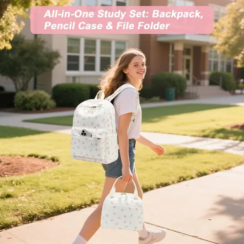 Vista 4 de BTOOP Mochila escolar para niñas y niños, con bolsa de almuerzo aislada y bolsa para lápices