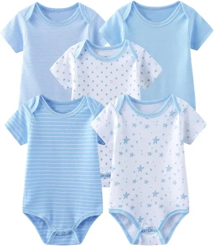 Vista 5 de Chamie Mameluco de manga corta para bebé recién nacido, ropa de bebé de una sola pieza para niños y niñas