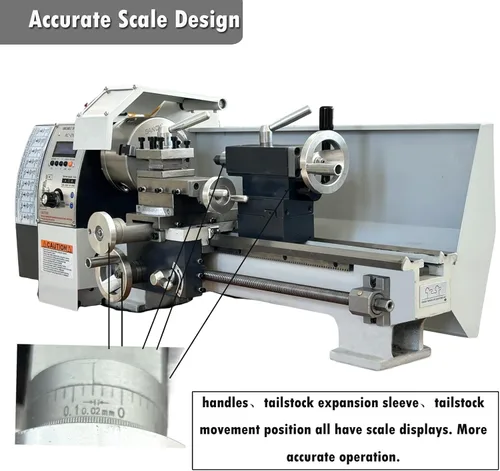 Vista 5 de INTSUPERMAI Torno de metal de precisión de 8 × 39 pulgadas Torno de metal de sobremesa Tornillo electrónico sin engranajes Hobby DIY Torno de metal