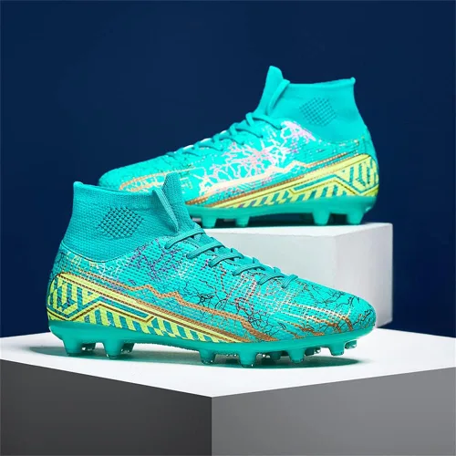 Vista 3 de Botas de fútbol para hombre Spikes High Top Unisex para exterioresinteriores Zapatillas de entrenamiento - Botas de fútbol juvenil para césped al