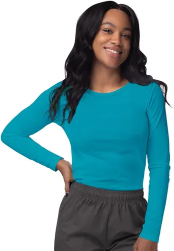 Vista 7 de Sivvan Women's Long-Sleeve Comfort Underscrub Tee, Scrubs Undershirts Aguamarina (Aquamarine)