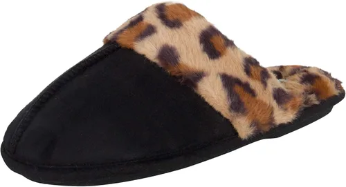Vista 15 de Jessica Simpson - Pantuflas cómodas de piel sintética para mujer con suela antideslizante y espuma viscoelástica Negro