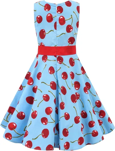 Vista 2 de Vestido vintage de 3 a 12 años con estampado de lunares, vestido de fiesta sin mangas, vestido de fiesta para ocasiones especiales