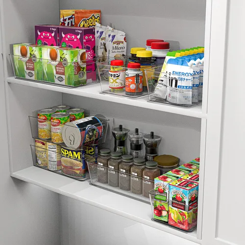Vista 4 de Simple Houseware Organizador de latas de cocina transparente para gabinete/despensa/refrigerador/congelador/refrigerador para gabinete, despensa