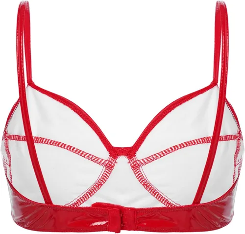 Vista 4 de CHICTRY Sujetador de mujer Top de cuero PU sin alambre Bustier Wetlook Crop Top Lencería Ropa