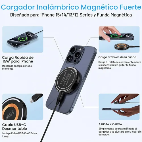 Vista 4 de Para Samsung Cargador Inalámbrico Almohadilla de Carga Rápida Android Magnética Magsafe Estación de Cargador Inalámbrico para Samsung Galaxy S26