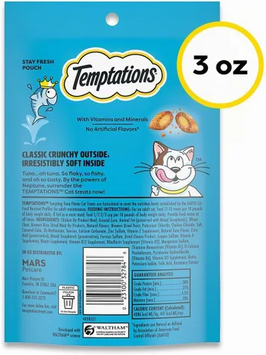 Vista 10 de TEMPTATIONS Classic Crunchy and Soft Cat Treats Sabor tentador para atún, 3 oz. Bolsa (paquete de 12)