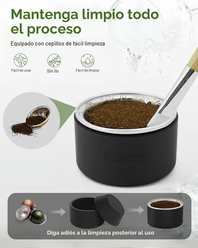 Vista 7 de Grasseed Kit de cápsulas reutilizables VertuoLine para cápsulas Nespresso con 100 tapas de sellos de papel de aluminio, cápsulas de café recargables