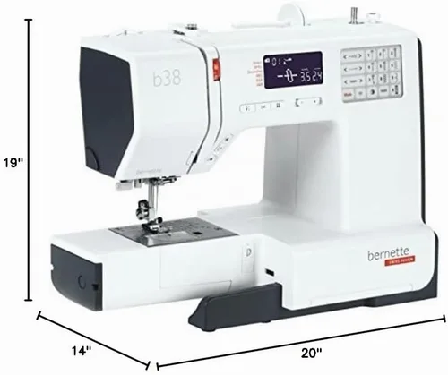 Vista 5 de Bernette Máquina de coser computarizada B38 Swiss Design 394 puntadas, pantalla LCD, mesa de extensión, 8 pies prensatelas Bobinas, agujas