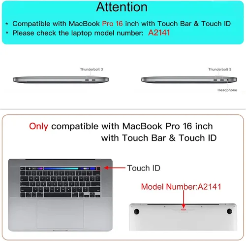 Vista 2 de MOSISO Funda compatible con MacBook Pro de 16 pulgadas 2020 2019 versión A2141 con Touch Bar Touch ID, funda protectora de plástico rígido