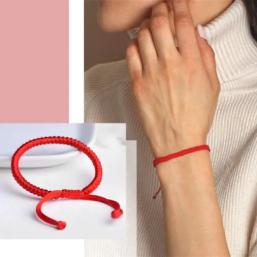 Vista 5 de HD WOOD CRAFT Auténtica pulsera de protección de nudo dorje hecha a mano con talismán, pulsera de cuerda roja