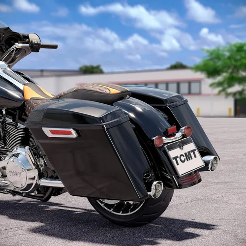 Vista 12 de TCMT Alforjas estiradas de 4" para Harley Street Glide 2014-23 Billiard Red