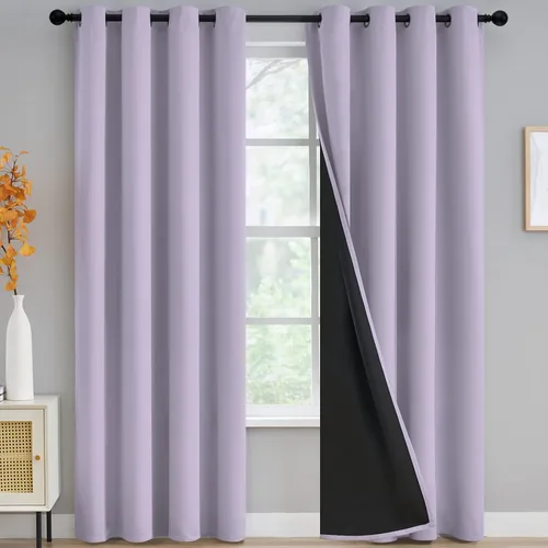 Vista 9 de Yakamok Cortinas negras, cortinas de ventana con aislamiento térmico y eficiencia energética para dormitorio, cortinas opacas completas y cortinas